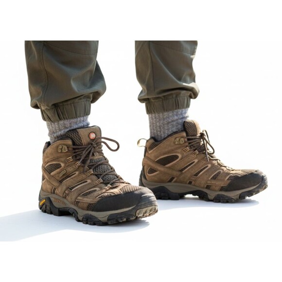 Merrell Other - Merrell Moab 2 Mid Waterproof Hiking Boots Men's Size 9W Walnut Brown Vibram EUC